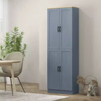 HOMCOM Garde-Manger de cuisine autoportant 170 cm, Armoire de rangement à 4 portes avec étagères réglables et portes