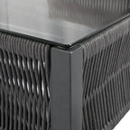Ensemble de mobilier de patio 4 pièces, ensemble de conversation de jardin extérieur avec table en verre trempé, sièges profonds et coussins épais