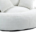 Fauteuil d'appoint rond surdimensionné avec haut dossier enveloppant, revêtement en chenille et 3 coussins