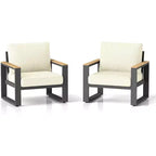 Fauteuil d'extérieur en aluminium Heynemo, 2 pièces, fauteuil simple en métal toutes saisons pour patio, ensemble de conversation pour porche, jardin et arrière-cour