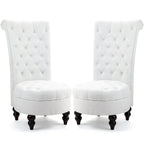 AVAWING Lot de 2 chaises de trône royales rembourrées et pieds en bois d'hévéa