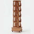 Bibliothèque verticale étroite rotative en bois