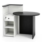 Costway Comptoir de Réception Bureau de Caisse avec Étagère Ouverte et Tiroir Verrouillable Blanc/Marron/Noir
