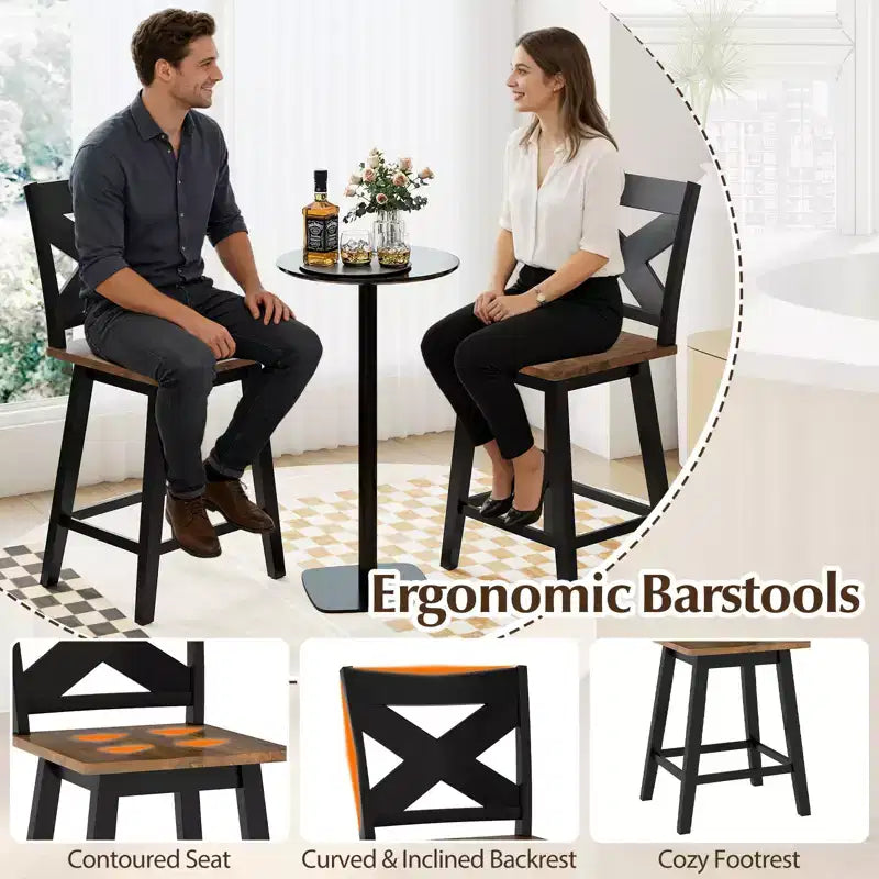 Lot de 4 tabourets de bar pivotants Costway 24" avec dossier, large assise et repose-pieds pour îlot de cuisine