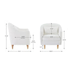 28.34W Lot de 2 fauteuils d'appoint, fauteuil barillet en velours avec pieds en bois massif