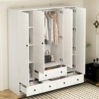 Armoire-penderie autoportante 59 po de large, grand format, blanche