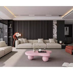 Table basse rose en forme de nuage avec pieds boules, 1 personne