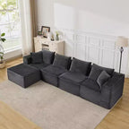 Canapé modulaire sectionnel nuage 107/137, canapé sans armature à assise profonde, canapés de sol confortables convertibles avec poufs et mousse à mémoire de forme