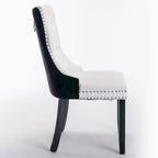 Lot de 2 chaises de salle à manger à dossier haut, chaises de cuisine en cuir PU rembourrées avec poignée arrière et pieds en bois
