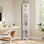 VECELO Armoire de salle de bain étroite de 180 cm de haut, en bois massif, 8 étagères, meuble de rangement autonome