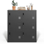 Casier de rangement à 6 portes pour employés, casiers métalliques pour bureau, salle de sport, école et maison avec fente pour carte (noir)