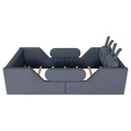 Lit plateforme double Whisen, cadre de lit rembourré pour enfants avec coussin lapin, barrières latérales amovibles