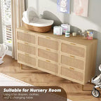 Commode en rotin pour la chambre, meubles à tiroirs grande capacité pour le rangement, adaptés au salon, à l'entrée et à la chambre d'enfant.