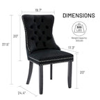 Ensemble de 6 chaises de salle à manger, chaises de cuisine de luxe en velours rembourré avec assise et dossier matelassés et pieds en bois massif - N/A