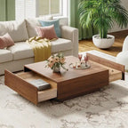 Table basse moderne du milieu du siècleTable basse minimaliste en placage de bois avec rangement pour salon, entièrement assemblée