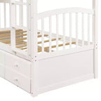 Lit superposé double avec échelle, barrière de sécurité, lit gigogne double avec 3 tiroirs pour chambre d'adolescent, meubles de chambre d'amis
