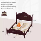 Cadre de lit plateforme Queen vintage - Pin massif, tête de lit en MDF, pas besoin de sommier