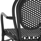 Lot de 4 chaises bistrot Lourdes Thonet empilables avec accoudoirs, en rotin PE et cadre en aluminium, pour l'intérieur et l'extérieur, de la marque Flash Furniture