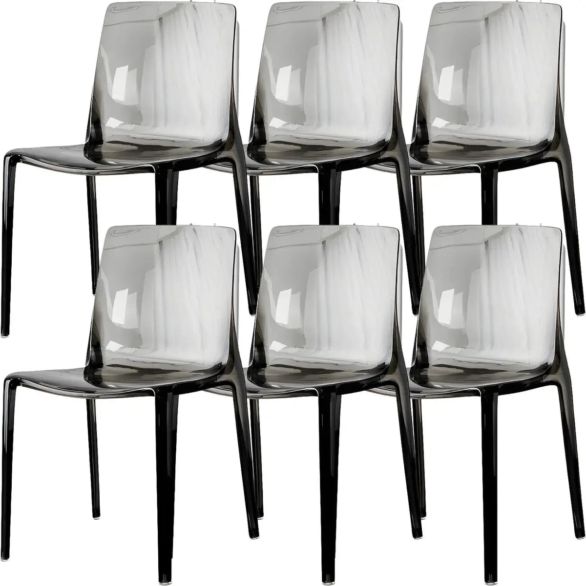 Chaise de salle à manger sans accoudoirs à dossier bas en acrylique ambre