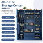 Armoire de rangement de cuisine sur pied Whisen 71H, grand buffet de salle à manger avec 6 portes et étagères réglables