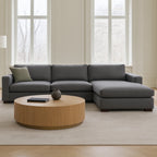 Table basse en chêne rustique avec façades cannelées | Finition or brossé