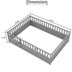 Lit au sol pleine grandeur avec barrières de sécurité extra-hautes et porte d'entrée, gris