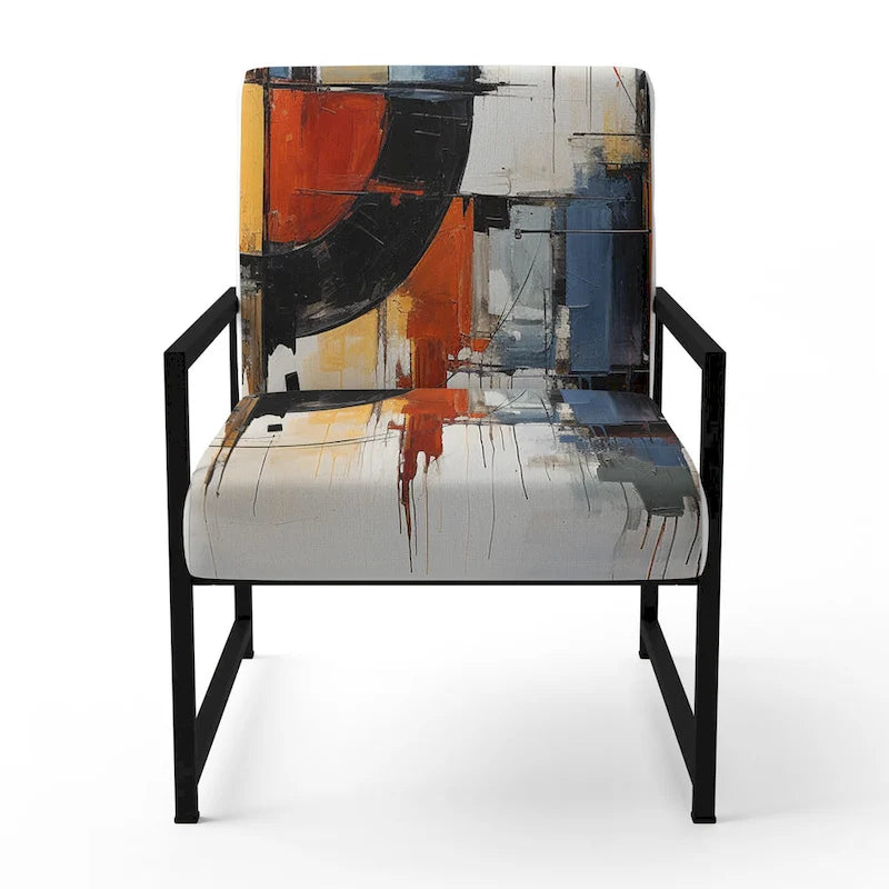 Fauteuil d'appoint rembourré et fauteuil moderne du milieu du siècle Designart Colorful Mid Century Abstract Fusion I