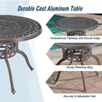 Ensemble de salle à manger d'extérieur 5 pièces en fonte d'aluminium avec 4 chaises pivotantes