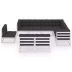 vidaXL Ensemble de Mobilier de Jardin 10 Pièces Canapé d'Angle d'Extérieur en Bois de Pin Massif