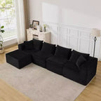 Canapé modulaire sectionnel nuage 107/137, canapé sans armature à assise profonde, canapés de sol confortables convertibles avec poufs et mousse à mémoire de forme