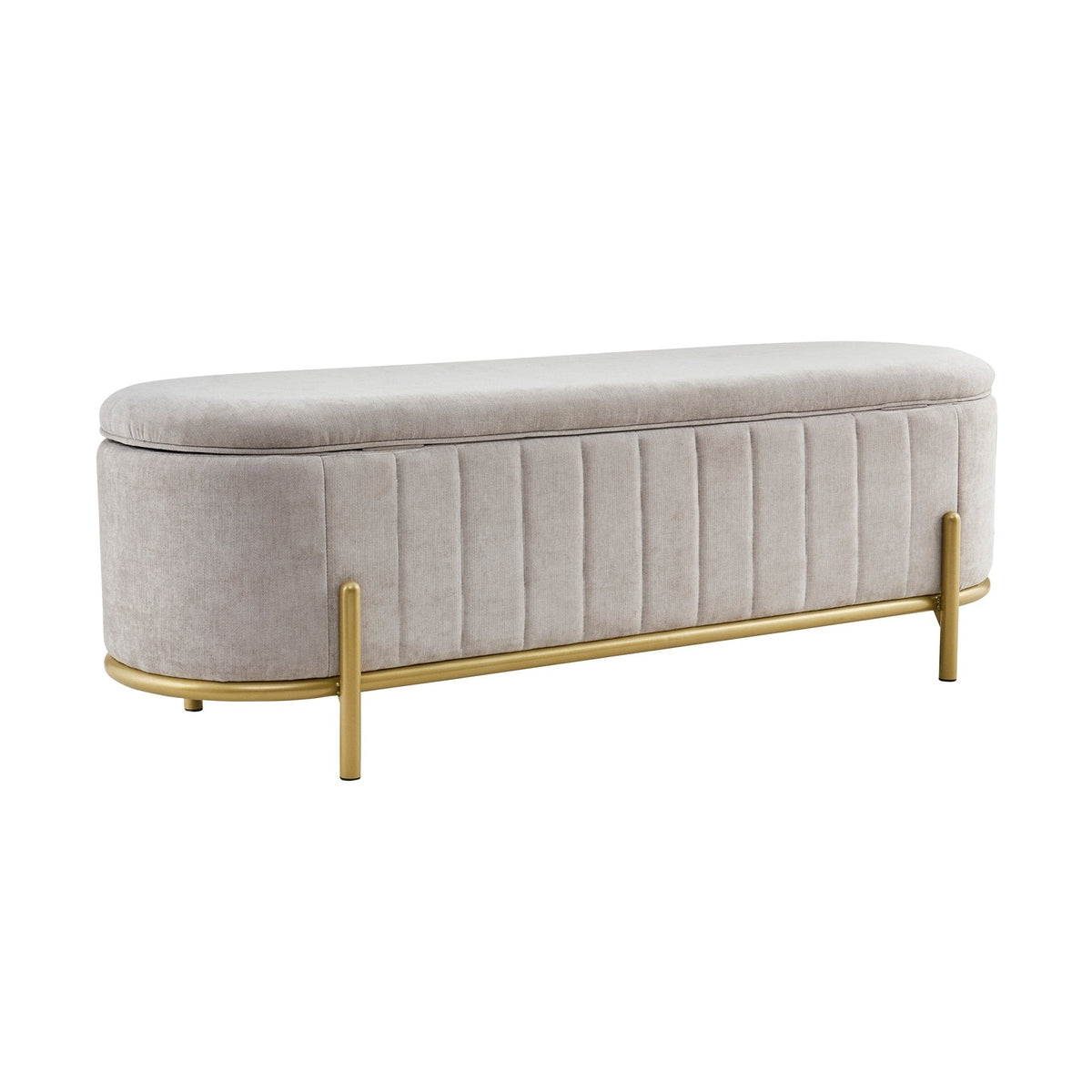 Ottoman de rangement - Chenille gris clair