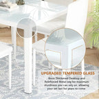 Ensemble de salle à manger 7 pièces Grondin Modern Style avec table en verre trempé et 6 chaises rembourrées en cuir PU