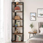 Bibliothèque d'angle LITTLE TREE à 6 niveaux, 180 cm, brun rustique