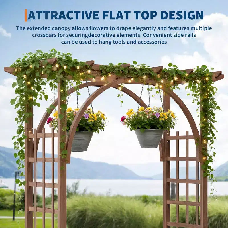 Treillis de jardin arqué en bois robuste 85 - Pergola extérieure pour plantes grimpantes, mariages/terrasse/pelouse/cour, montage facile