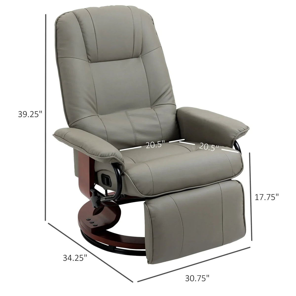 Fauteuil inclinable HomCom en similicuir avec base pivotante manuelle réglable et repose-pieds confortable et relaxant