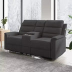 Canapé inclinable 2 places en tissu technique beige/gris, dossier et repose-pieds réglables
