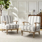 Fauteuil Rinaldo Farmhouse en polyester avec pieds en bois massif, lot de 2, par HULALA HOME