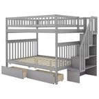 Lit superposé double sur double avec deux tiroirs de rangement et des étagères de rangement pour chambre d'enfants, d'adolescents et d'adultes