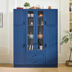 Armoire de rangement de cuisine sur pied Whisen 71H, grand buffet de salle à manger avec 6 portes et étagères réglables
