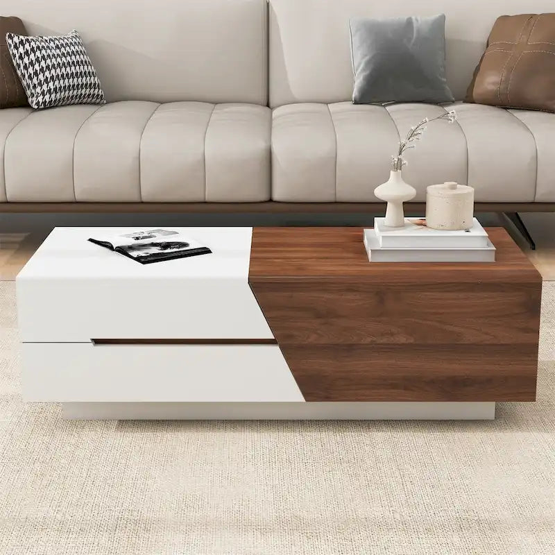 Table basse moderne extensible Merax avec plateau coulissant