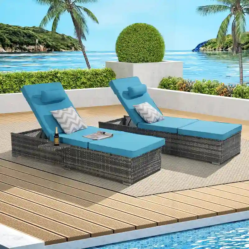 Excellent ensemble de chaises longues d'extérieur pour la relaxation et les loisirs