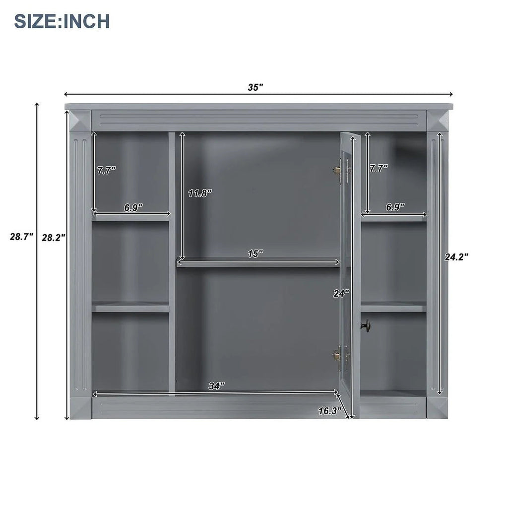 Meuble-lavabo moderne de 36 po avec vasque et armoire à miroir, 2 portes et 2 tiroirs