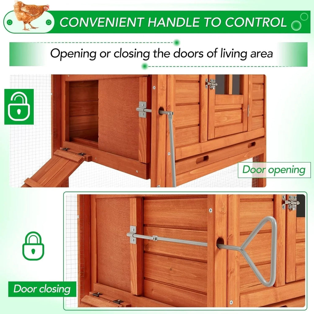 AECOJOY 144 Grand poulailler avec enclos, clapier en bois, cage pour volaille