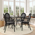 Lot de 4 chaises bistrot Lourdes Thonet empilables avec accoudoirs, en rotin PE et cadre en aluminium, pour l'intérieur et l'extérieur, de la marque Flash Furniture