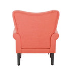 Fauteuil d'appoint moderne Erommy, fauteuil à dossier haut, canapé simple en tissu rembourré avec boutons et pieds en bois pour salon
