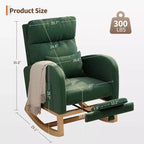 Fauteuil à bascule moderne avec oreiller et poches latérales, pour salon, chambre à coucher