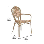 Lot de 4 chaises bistrot Lourdes Thonet empilables avec accoudoirs, en rotin PE et cadre en aluminium, pour l'intérieur et l'extérieur, de la marque Flash Furniture