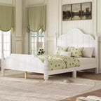 Cadre de lit plateforme Queen vintage - Pin massif, tête de lit en MDF, pas besoin de sommier