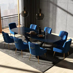 SEYNAR Lot de 8 chaises de salle à manger modernes en velours glamour, chaise de coiffeuse capitonnée pour salon (sans table)