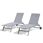 Chaise longue – Lot de 2, chaises longues avec roulettes, chaises longues avec 5 positions réglables, chaises de piscine (2 chaises longues)
